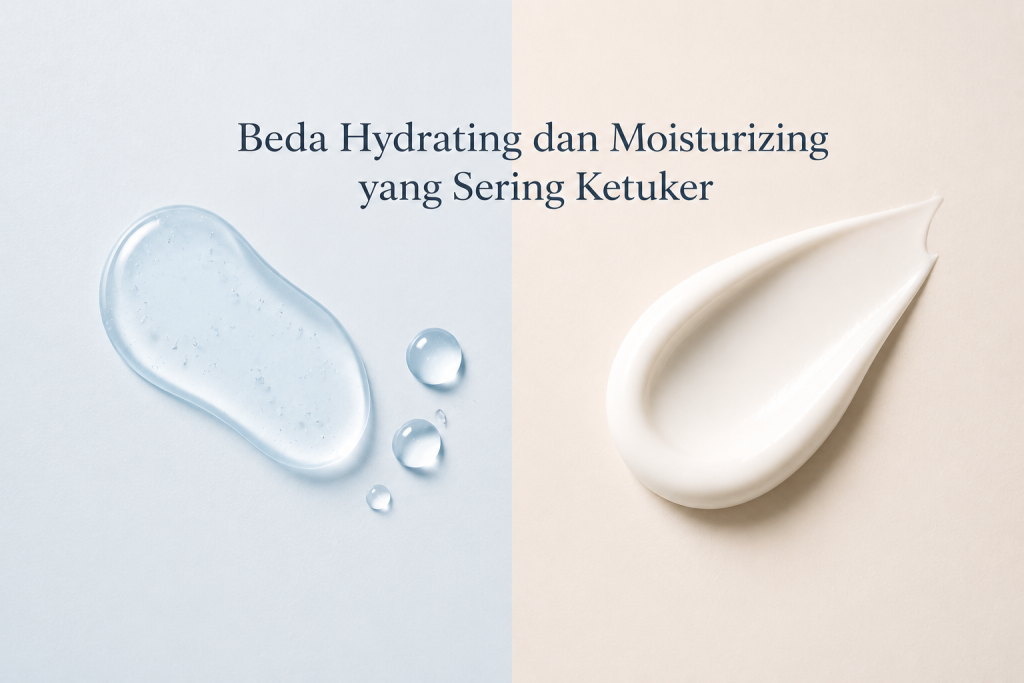 ilustrasi beda hydrating dan moisturizing pada lapisan kulit