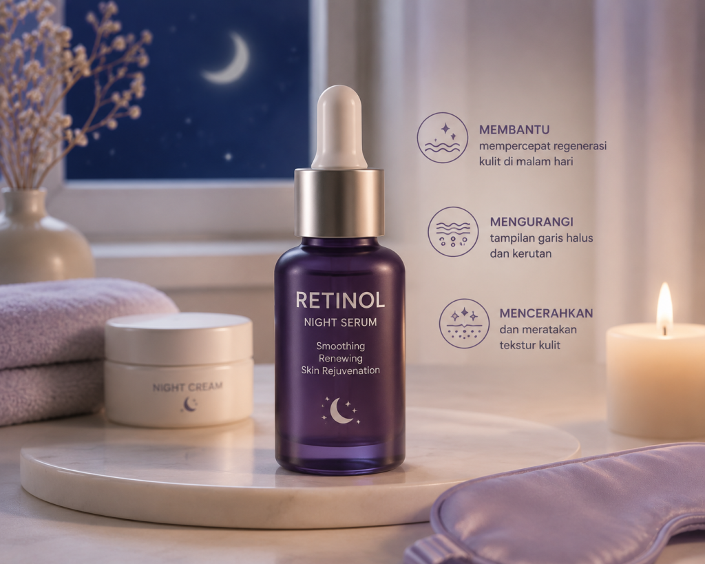 ilustrasi produk perawatan malam mengandung retinol