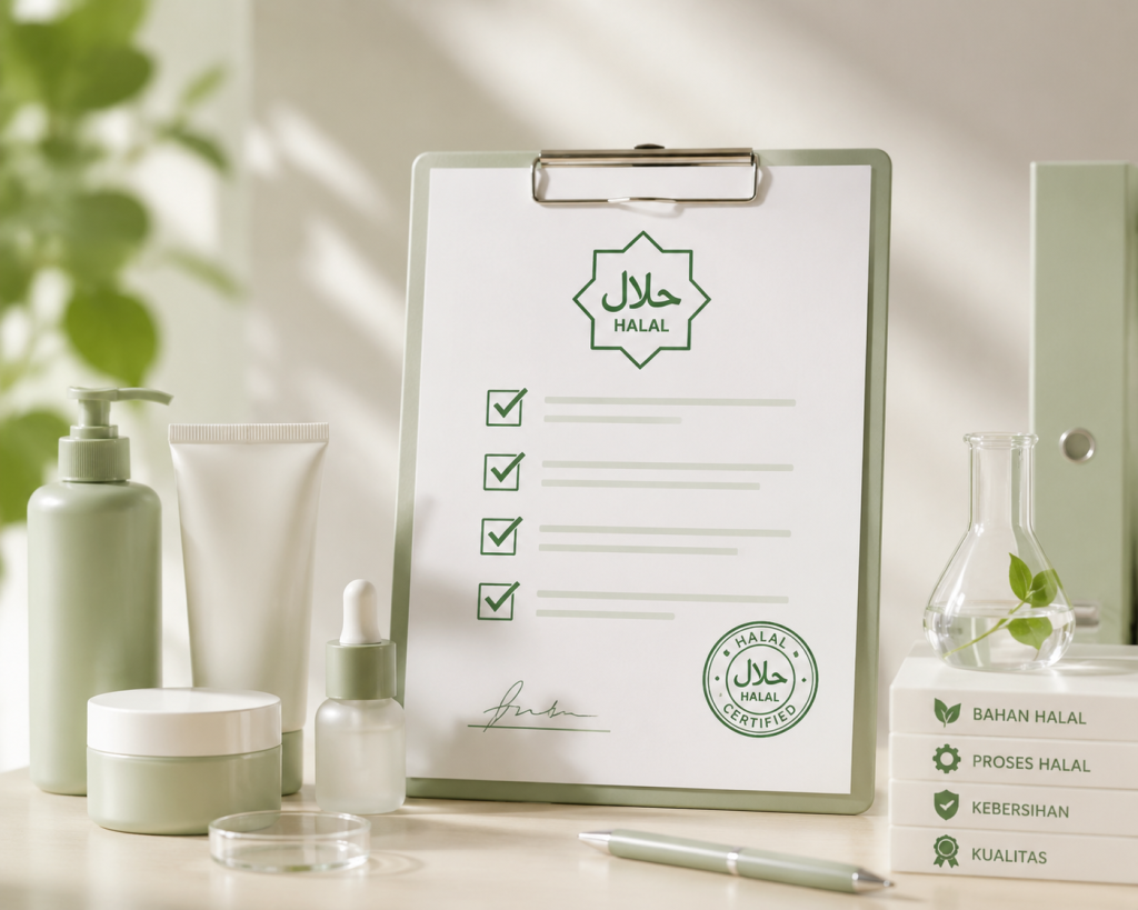 ilustrasi proses sertifikasi halal produk kosmetik