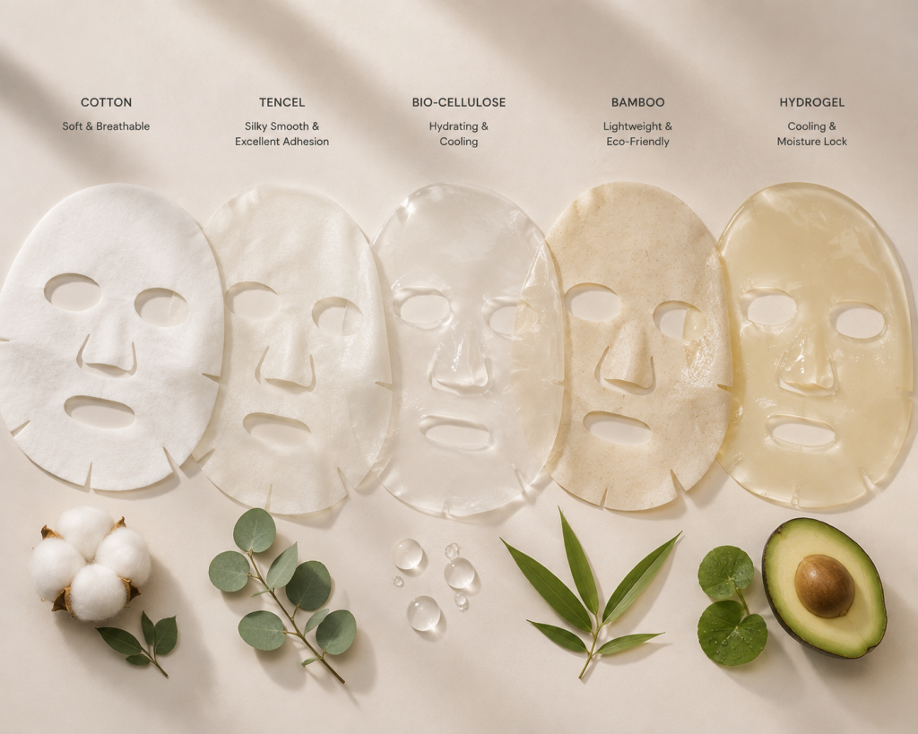 lembaran sheet mask dengan berbagai jenis bahan dasar