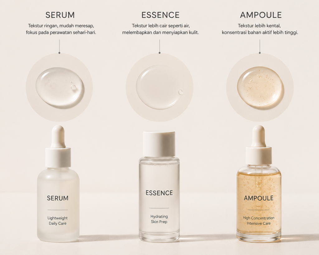 perbandingan tekstur serum essence dan ampoule