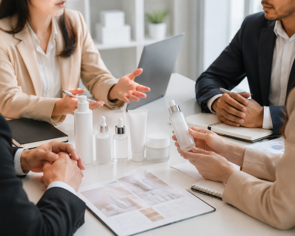 pertemuan bisnis dengan pembeli internasional produk kosmetik