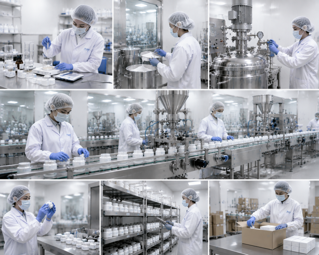 proses produksi kosmetik di fasilitas maklon