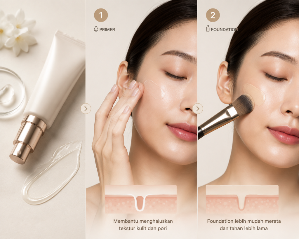 penggunaan primer sebelum aplikasi foundation